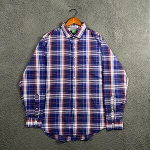 Sid Mashburn Shirt Mens XL Blue Plaid Button Down Long Sleeve Preppy Lightweight